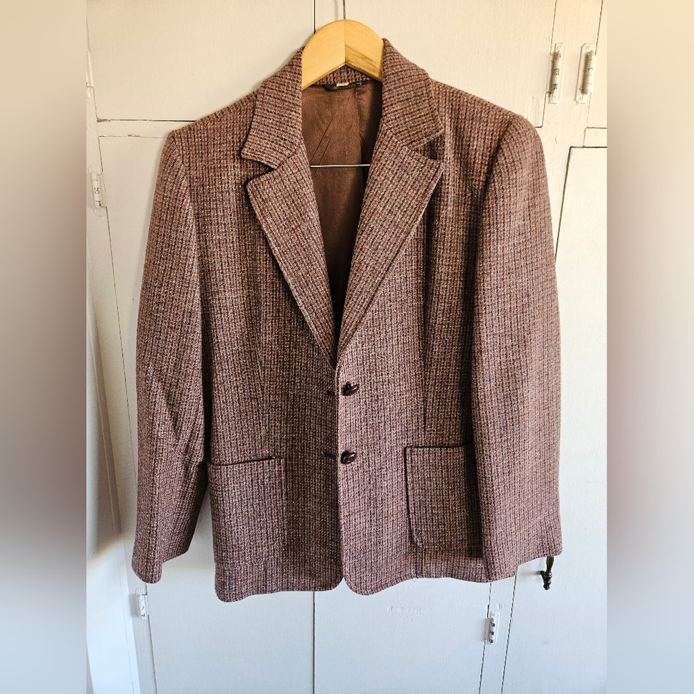 Vintage Forstmann Welsh Tweed 100% Virgin wool button down blazer Size L